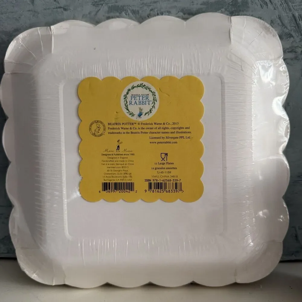 Meri Meri Beatrix Potter Peter Rabbit Paper Plates Scallop 12 Cupcake Picks (24)